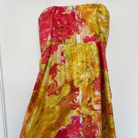 J Crew silk floral watercolor strapless mini dress - Picture 4 of 5